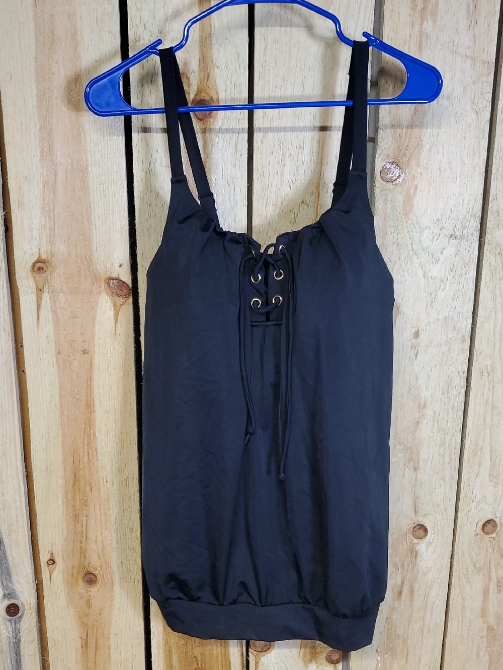 Womens Swim Cacique Tankini Top Size 12 Black Swim Vacation